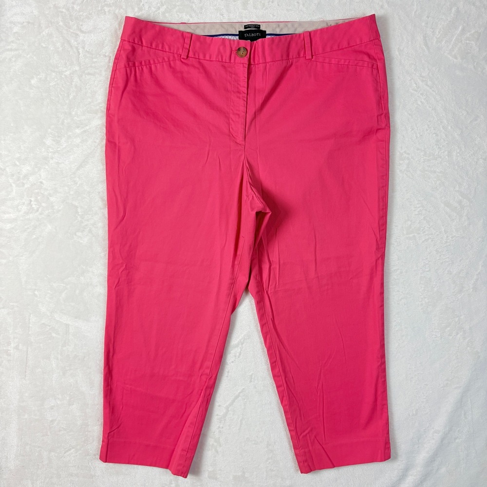 Talbots The Perfect Crop Curvy Women 18 Pink Excellent Mid Rise Stretch Pants
